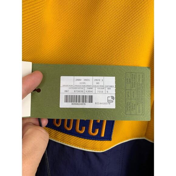 NWT Gucci two-tone Technical jersey jacket Navy Yellow Size S - Picture 9 of 16